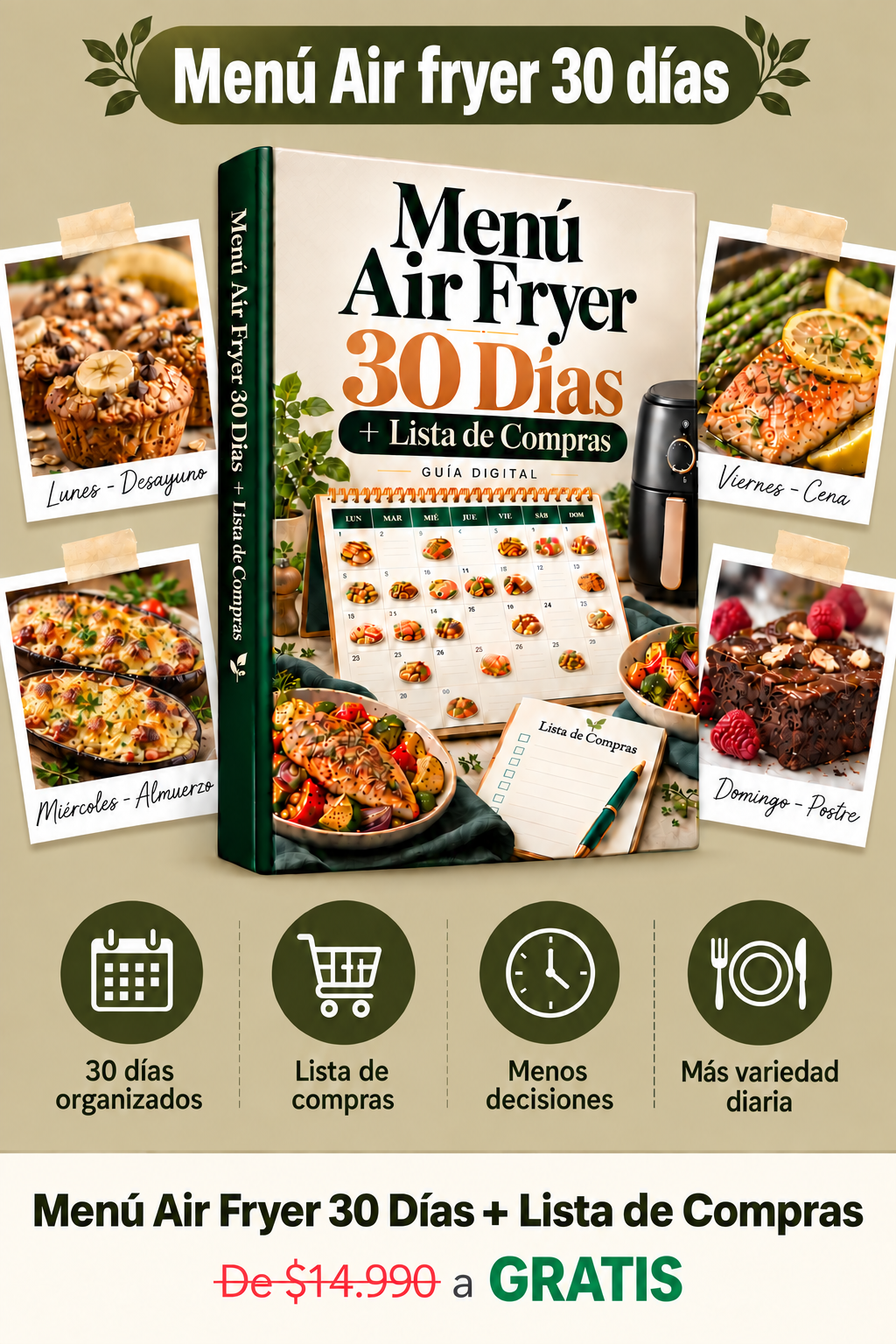 Menú Air Fryer 30 Días + Lista de Compras