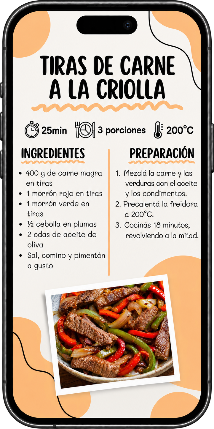 Receta de tiras de carne a la criolla