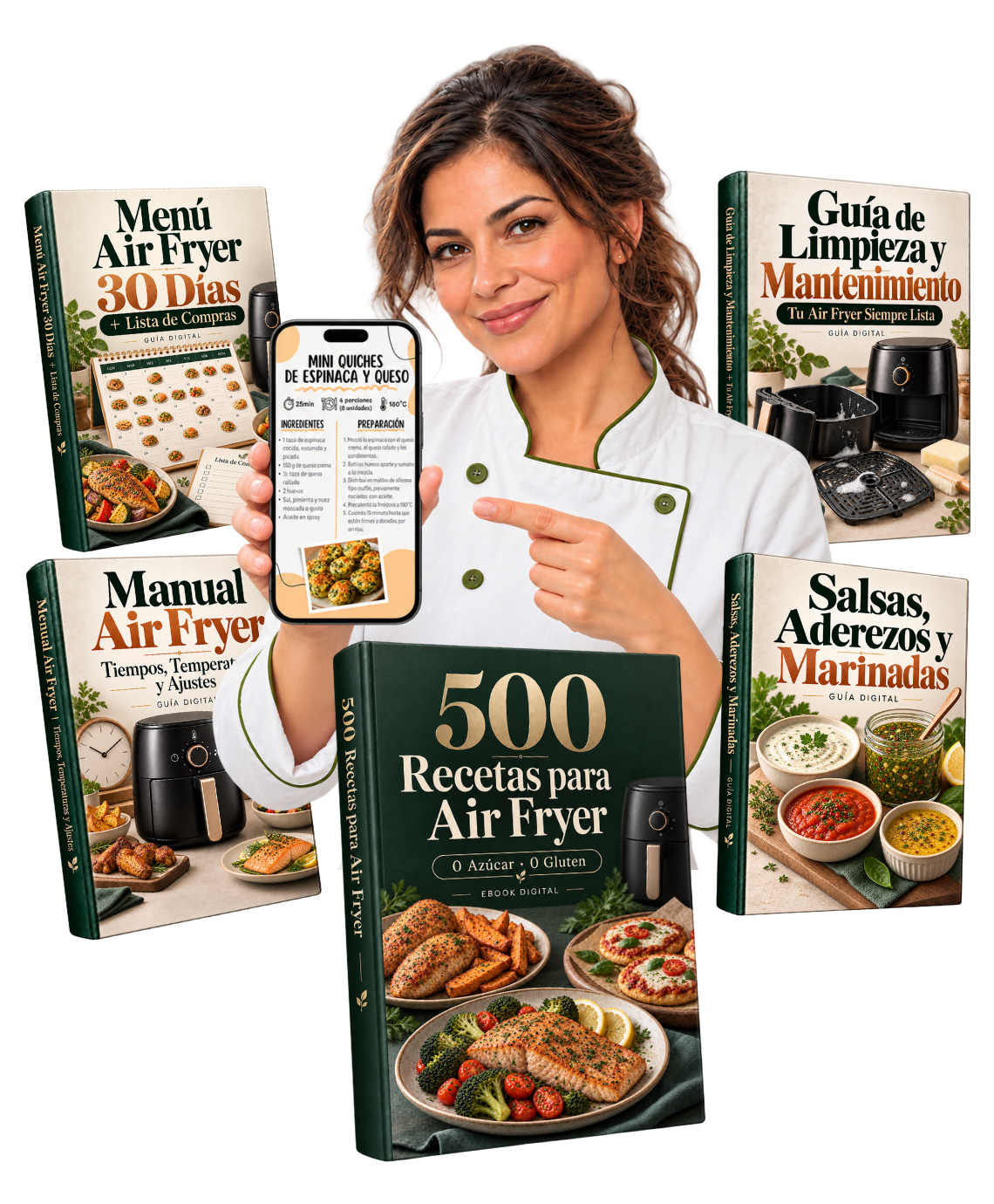 Método Air Fryer Consciente con 500 recetas y sus guías