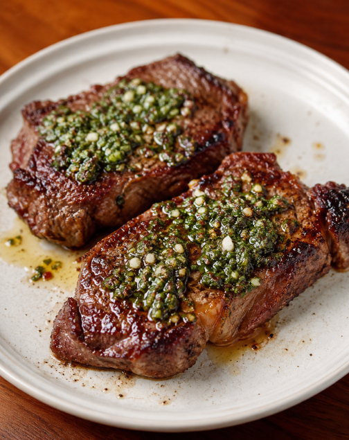 Bife de chorizo con chimichurri