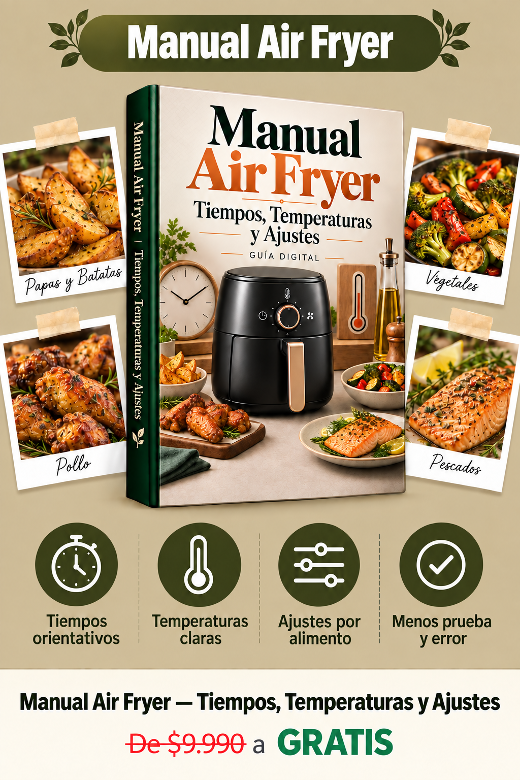 Manual Air Fryer: tiempos, temperaturas y ajustes