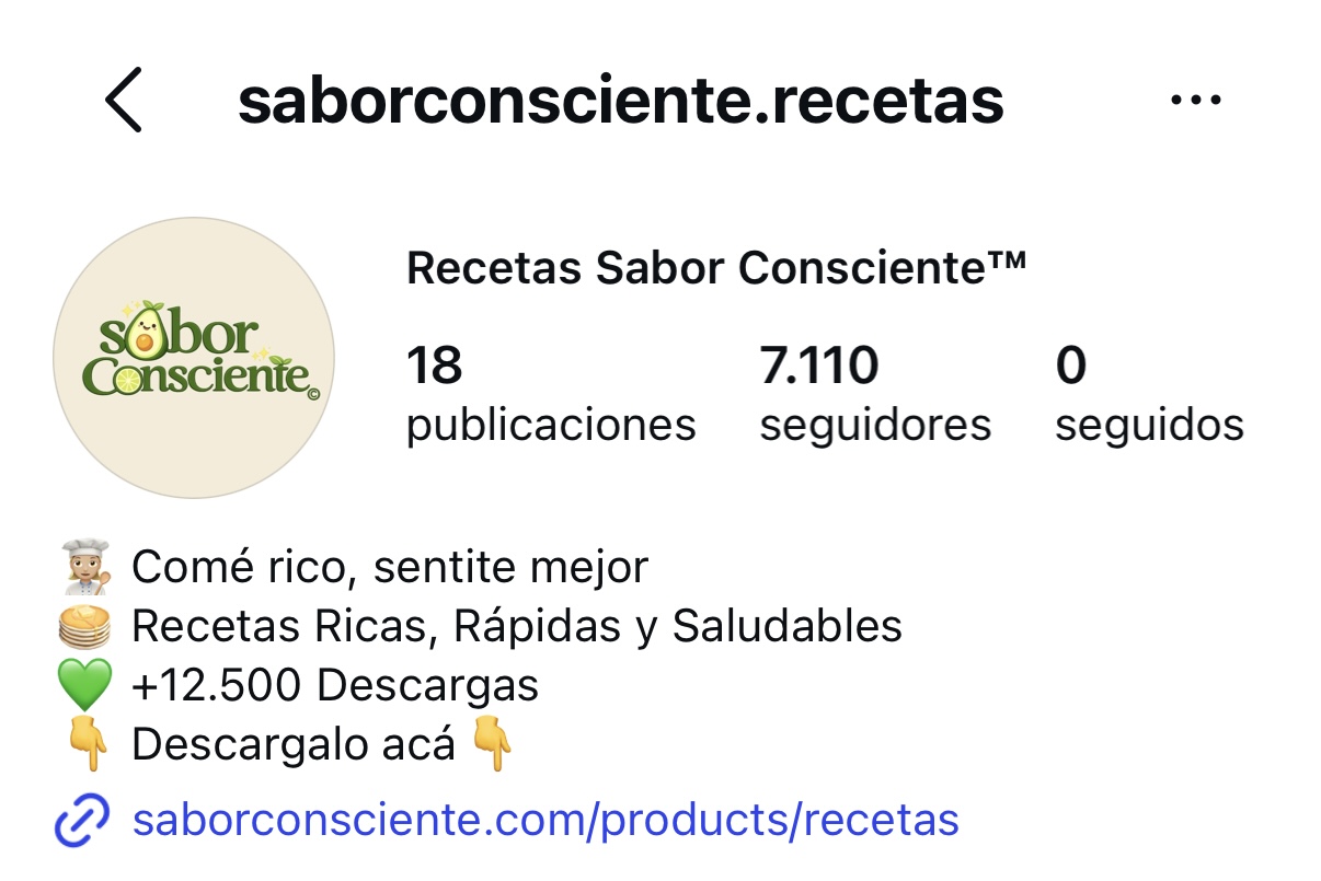 Perfil de Instagram de Sabor Consciente Recetas